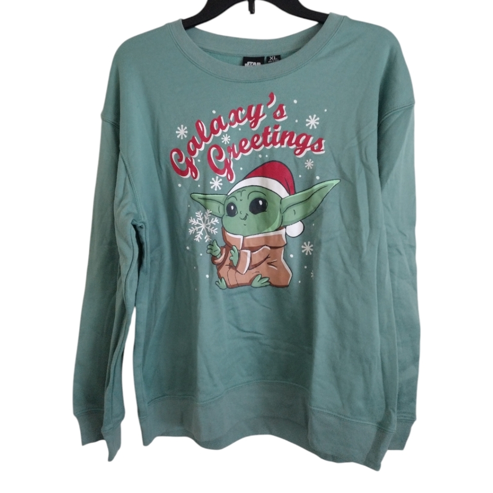 Star Wars Galaxy's Greetings festive holiday character t-shirt green siz…